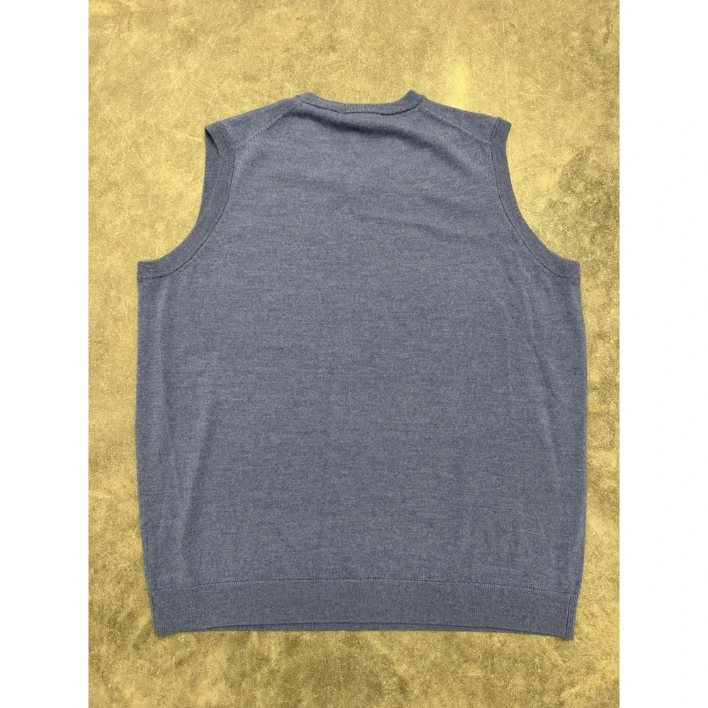 Hart Schaffner Vest Sweater Men's XLT V-Neck 100% Fine Merino‎ Wool Blue NWT